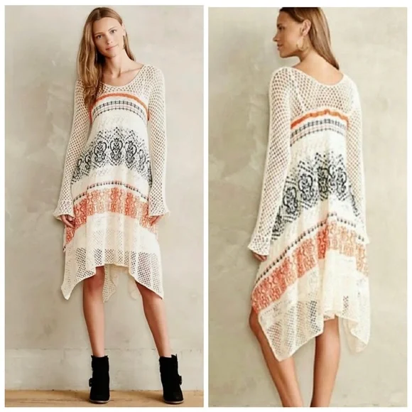 Anthropologie Sleeping on Snow Risen Sun Sweater Crotchet Dress - Picture 2 of 7